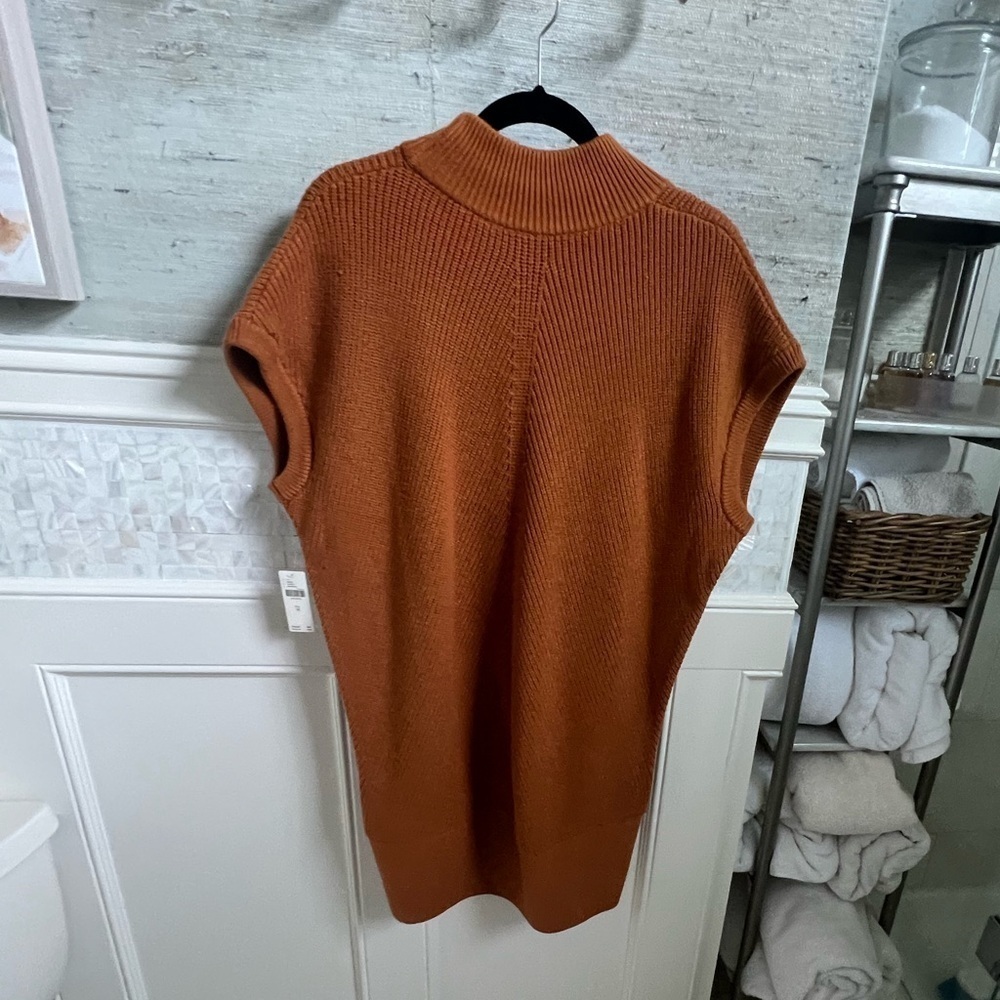NWT new Anthropologie medium fits large  mock neck sweater mini dress brown - Picture 7 of 16